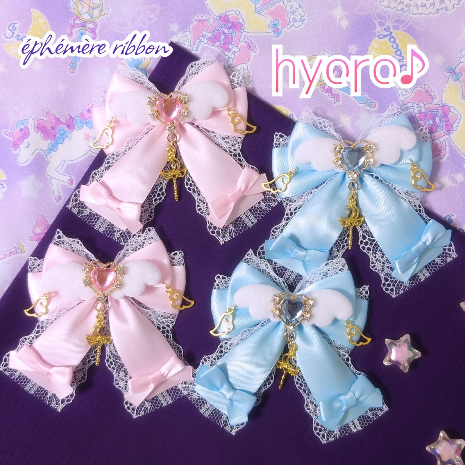 ライトグリーンMoonヘアクリップロリータ地雷量産型推し活ハンドメイド