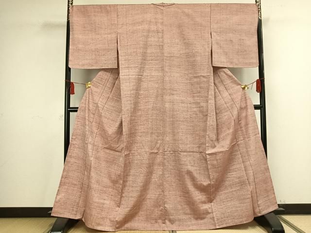 平和屋着物▽上質な紬　単衣　色無地　水柿色　正絹　逸品　未使用　AAAV2770fy 平和屋着物▽上質な紬 単衣 色無地 水柿色 正絹 逸品 未使用