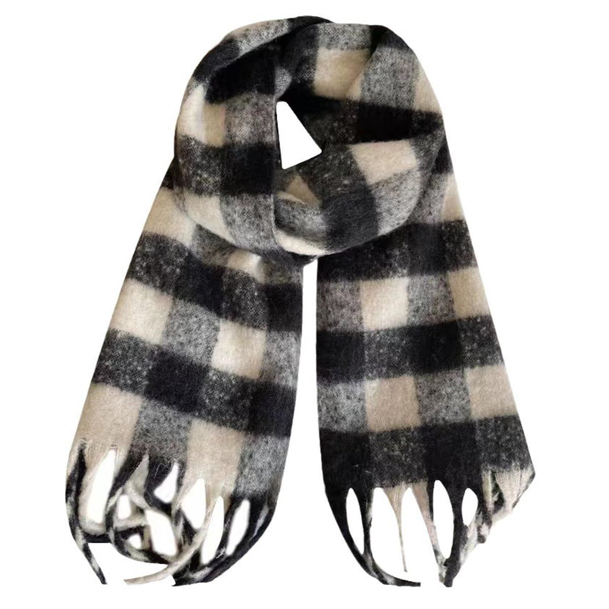 肌触り良い巻いて羽織ってアレンジ自在 チェック柄