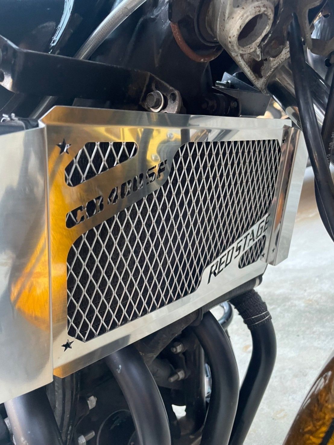 REDSTAGE オリジナル CB400SF NC31.NC39用 ラジエーターカバー 鏡面ステンレス製 ドレスアップ