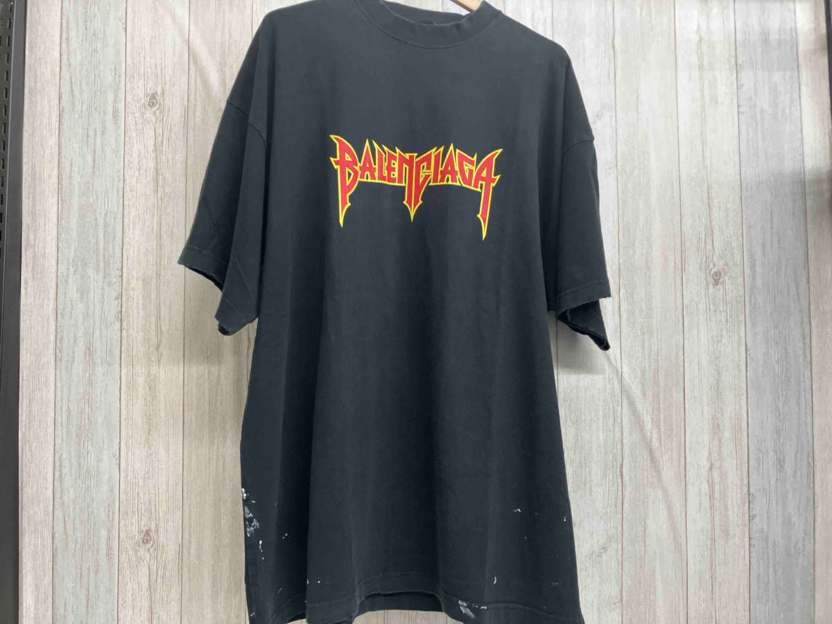 BALENCIAGA 21ss METAL LOGO TEE VINTAGE PROCESSING バレンシアガ メタルロゴT ヴィンテージ加工 サイズ2 694576TMV88