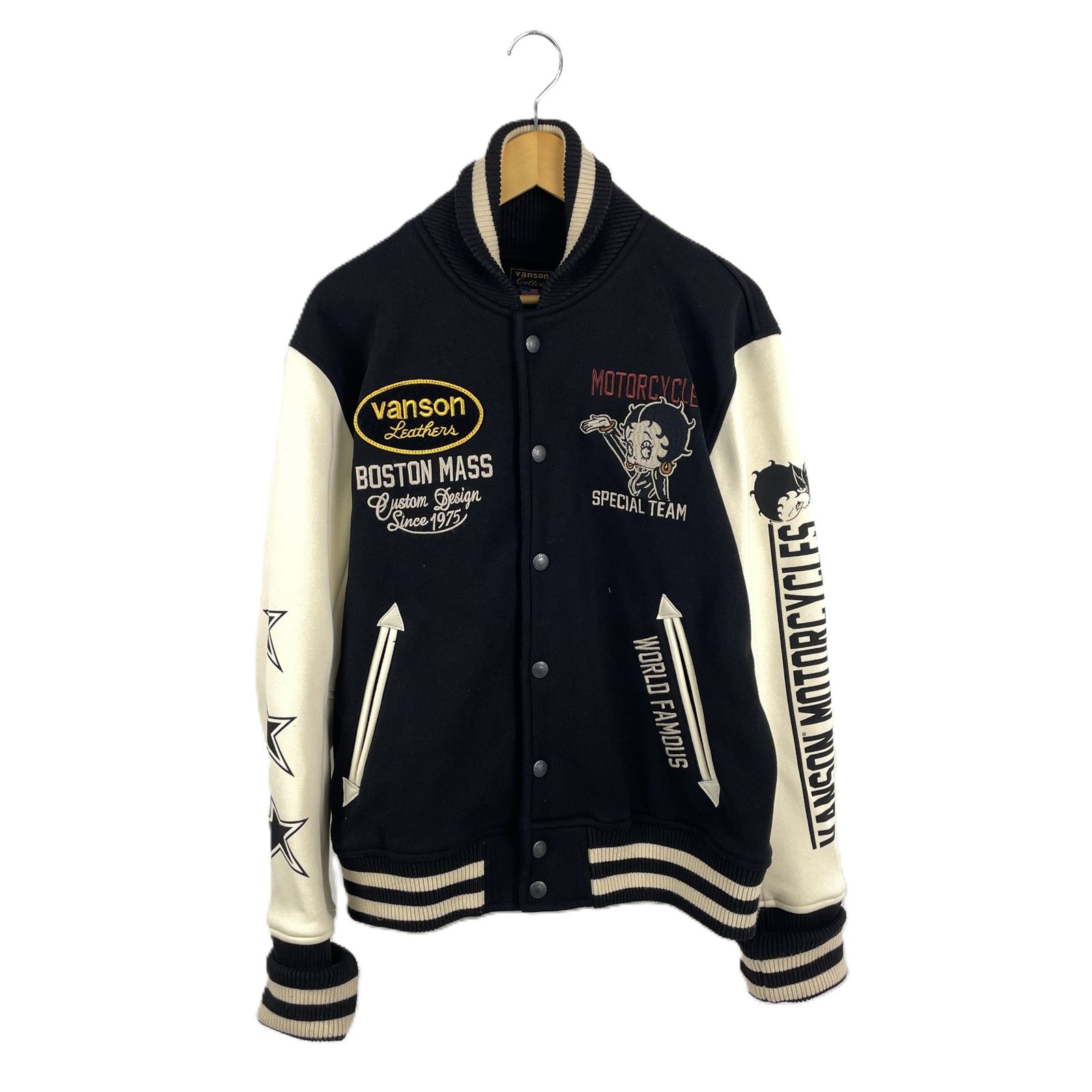 VANSON BETTY BOOP バンソン ベティブープ スタジアムジャンパー スタジャン ジャケット 刺繍 XXLサイズ 別注モデル ブラック