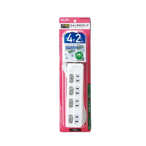 【まとめ買い10個セット品】スイッチ付き節電タップ 4口 2m 61-396-11-2 【 照明 インテリア 店舗内装 店舗改装 おしゃれな センス 】