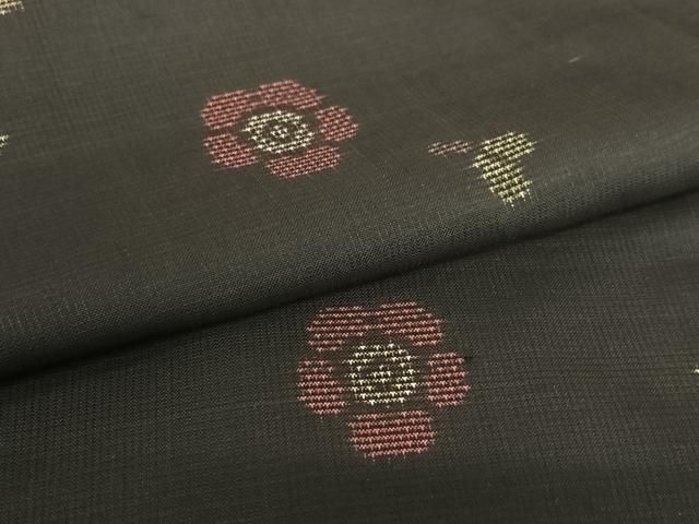 平和屋着物○本場大島紬 泥染め 9マルキ 地空 舞花文 ロング丈 正絹