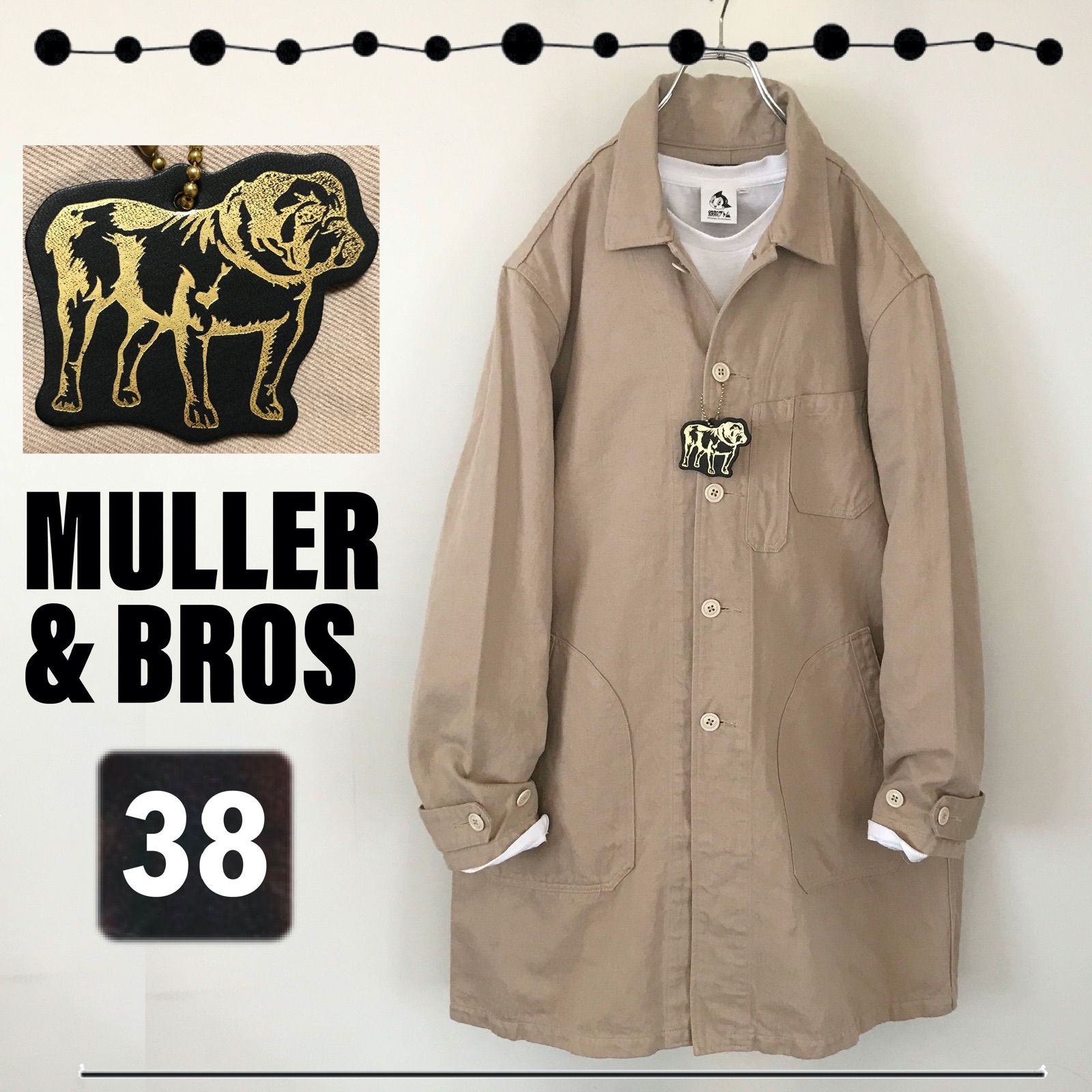 MULLER u0026 BROS ミュラーアンドブロスコットンリネンフレンチワークジャケット/カバーオールサイズ38　　2405M048