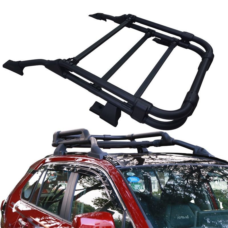 トヨタ RAV4 50系 MXAA52 MXAA54 AXAH52 AXAH54 PHV AXAP54 TRDルック ルーフラック ルーフバスケット ルーフキャリア 組立式 アルミ製 耐荷重100kg ツヤ消しブラック キャンプ 取説付き