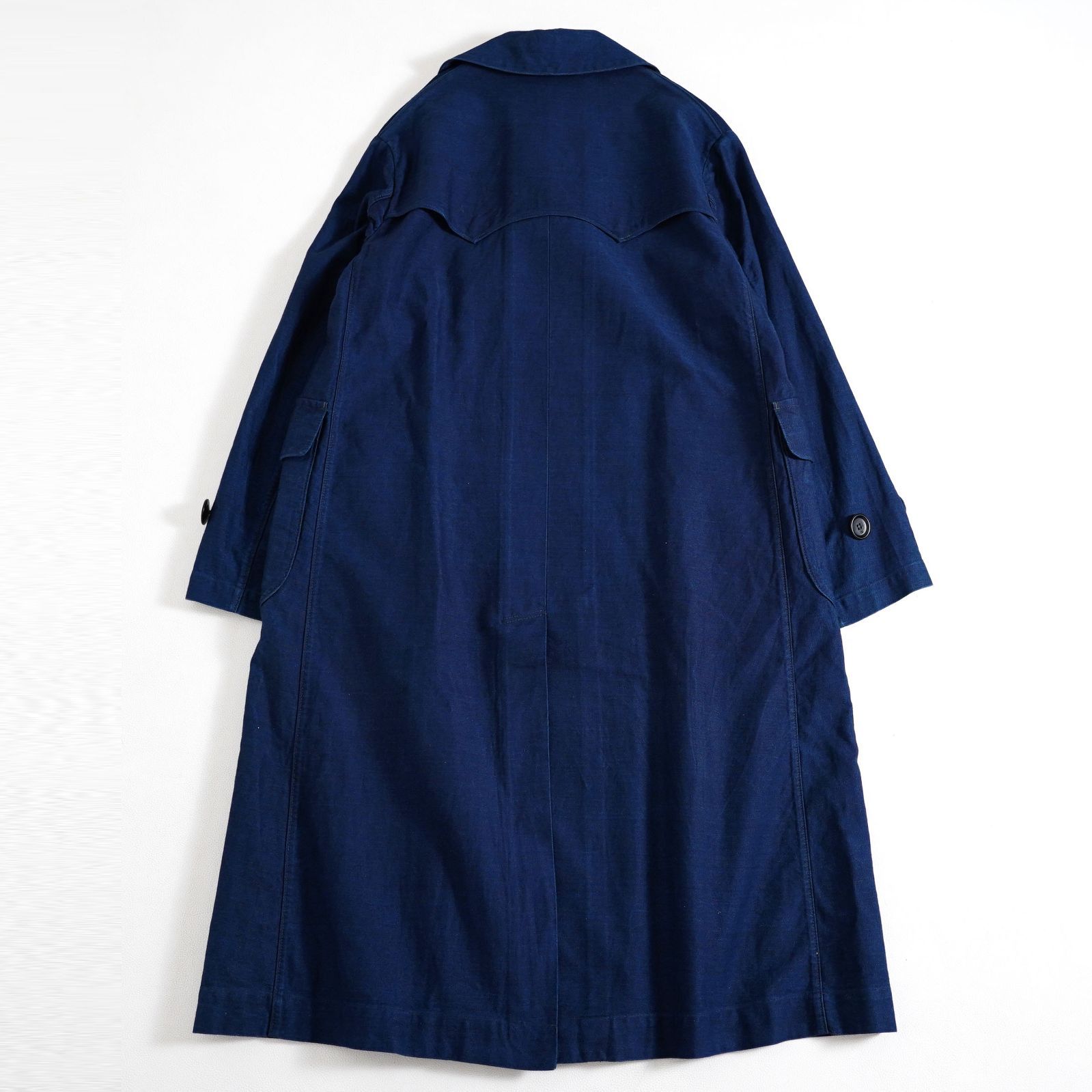 45R 粟サテンのPコート インディゴ トレンチコート