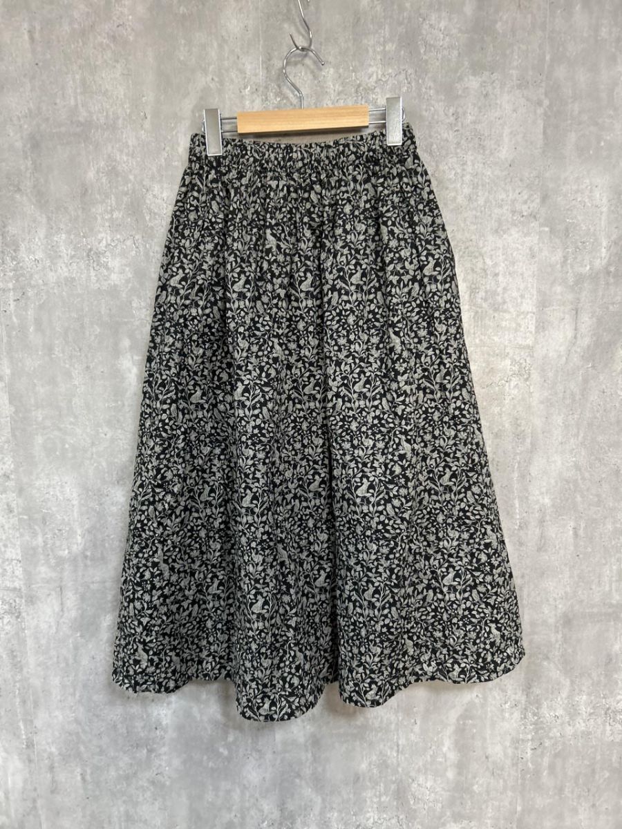 オオカミとフクロウ 花柄 総柄 フ スカート 白 ◎レディース SIROKUMA-CORPORATION_COM