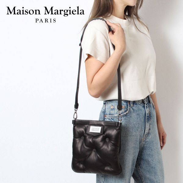 24SSモデル メゾン マルジェラ Maison Margiela ユニセックス グラムスラム Glam Slam フラップポケットバッグ【ブラック】  SB1WG0005 P4300 T8013/【2024SS】l-bag