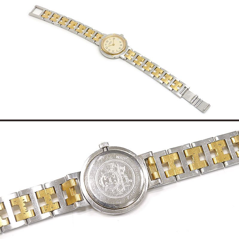 まこらしん HERMES クリッパー クオーツ レディース エルメス HERMES クリッパー レディース クオーツ SS×GP コンビ