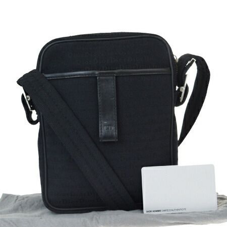 【中古】 中美品 ディオールオム DIOR HOMME 斜め掛け ショルダーバッグ ブラック ナイロン レザー 保存袋付き 63EY620