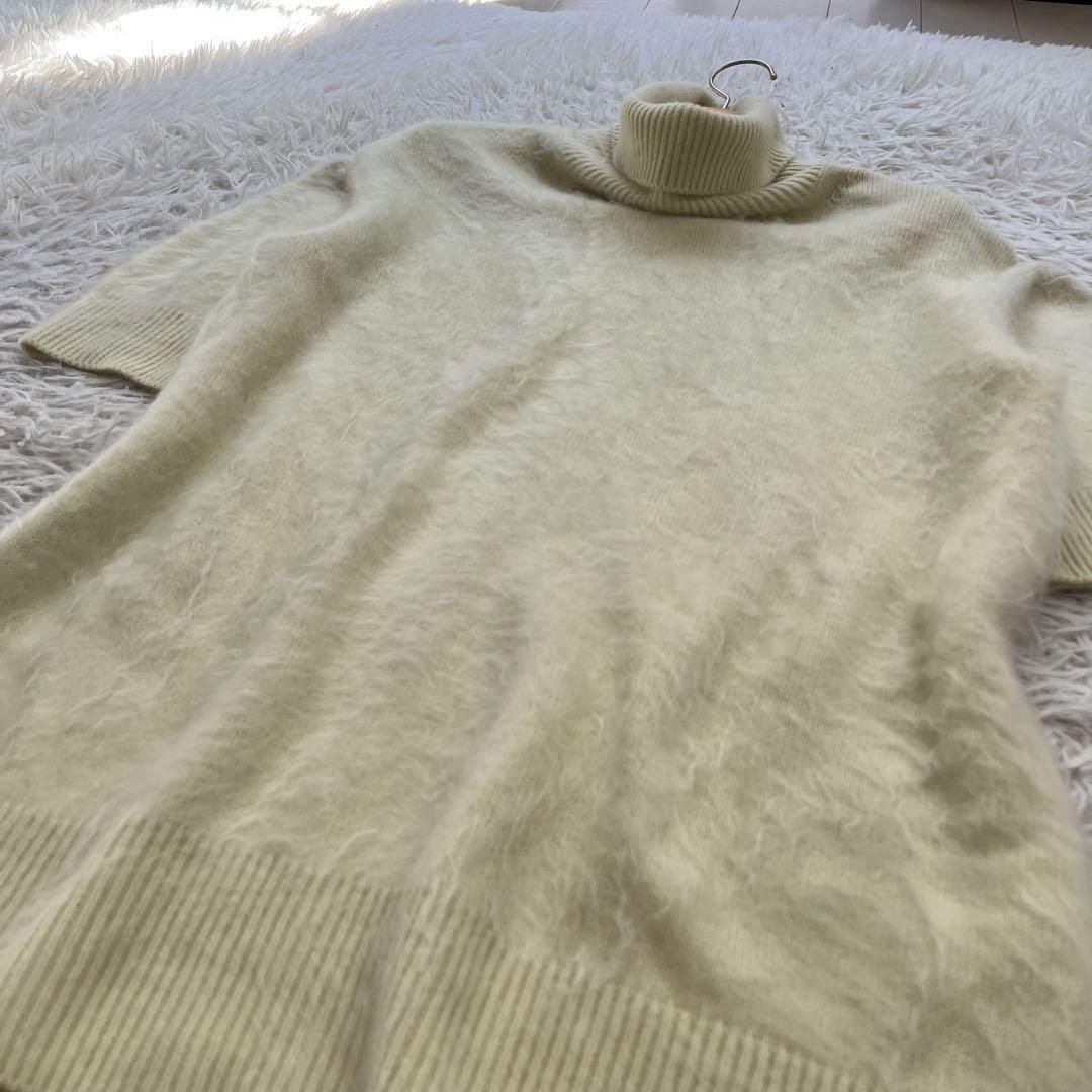 ブラミンク カシミヤファー7Gタートルショートスリーブ シャギー　イエロー　38 BLAMINK ブラミンク カシミヤファー 7G タートル ショート