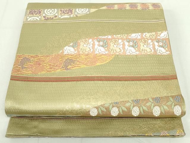 平和屋着物●六通柄袋帯　名物裂　金糸　正絹　逸品　CAAW4570hy 平和屋着物○六通柄袋帯 名物裂 金糸 正絹 逸品 CAAW4570hy 平和屋