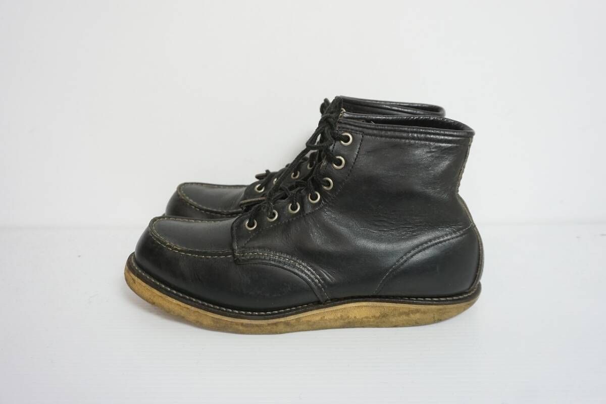 正規 90s RED WING レッド ウィング 8165 四角 犬タグ アイリッシュ セッター プレーン トゥ ブーツ ハイカット ビンテージ 黒 407O 4