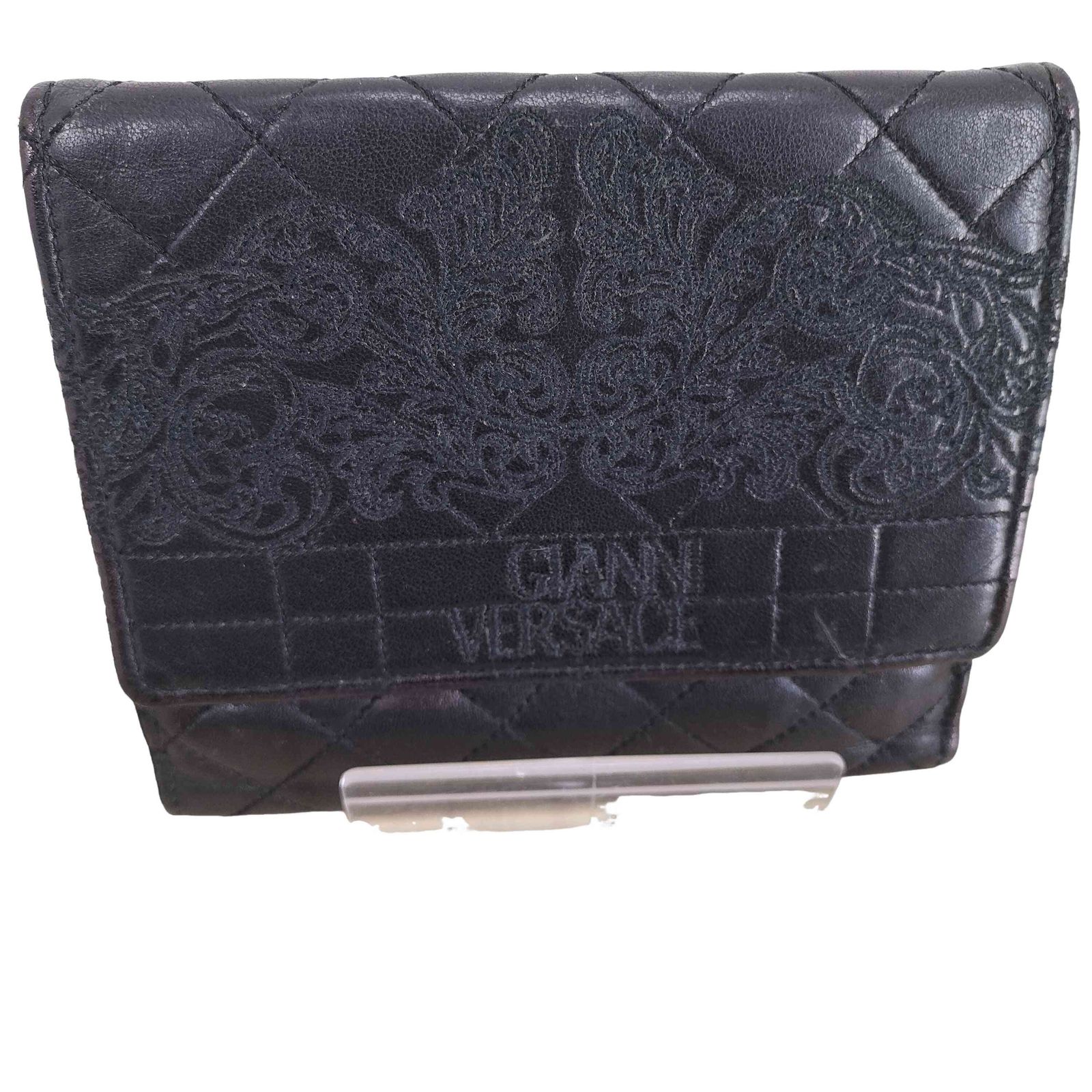 GIANNI VERSACE 財布 90s VERSACE ヴェルサーチ 長財布 クロコダイル 太陽 シルバー
