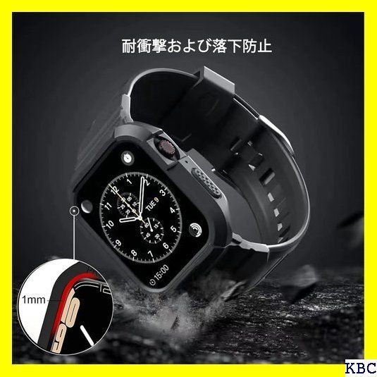 TOORQR コンパチブル Apple Watch バンド アップルウォッチ バンド 41mm 40mm 38mm アップルウォッチ ケース カバー PC TPU 二重構造 軍用グレードの保護 落下防止 耐衝撃 耐久性 傷防止 長さ調節 応-ブラック 242