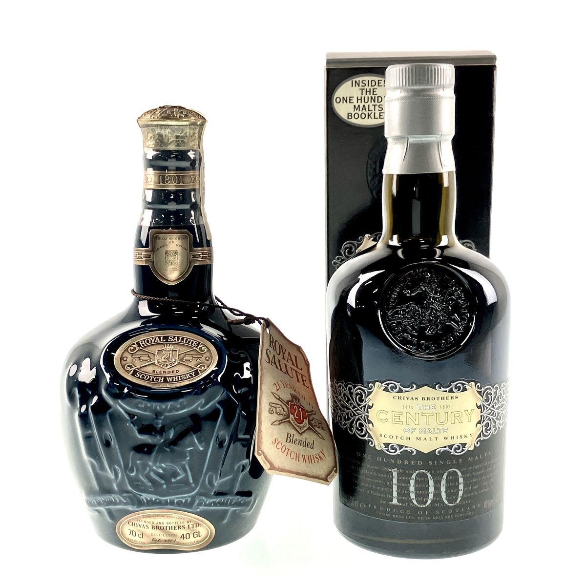 2本 シーバスリーガル CHIVAS REGAL ロイヤルサルート 21年 青 センチュリーオブモルト スコッチ 700ml ブランデー セット  【古酒】