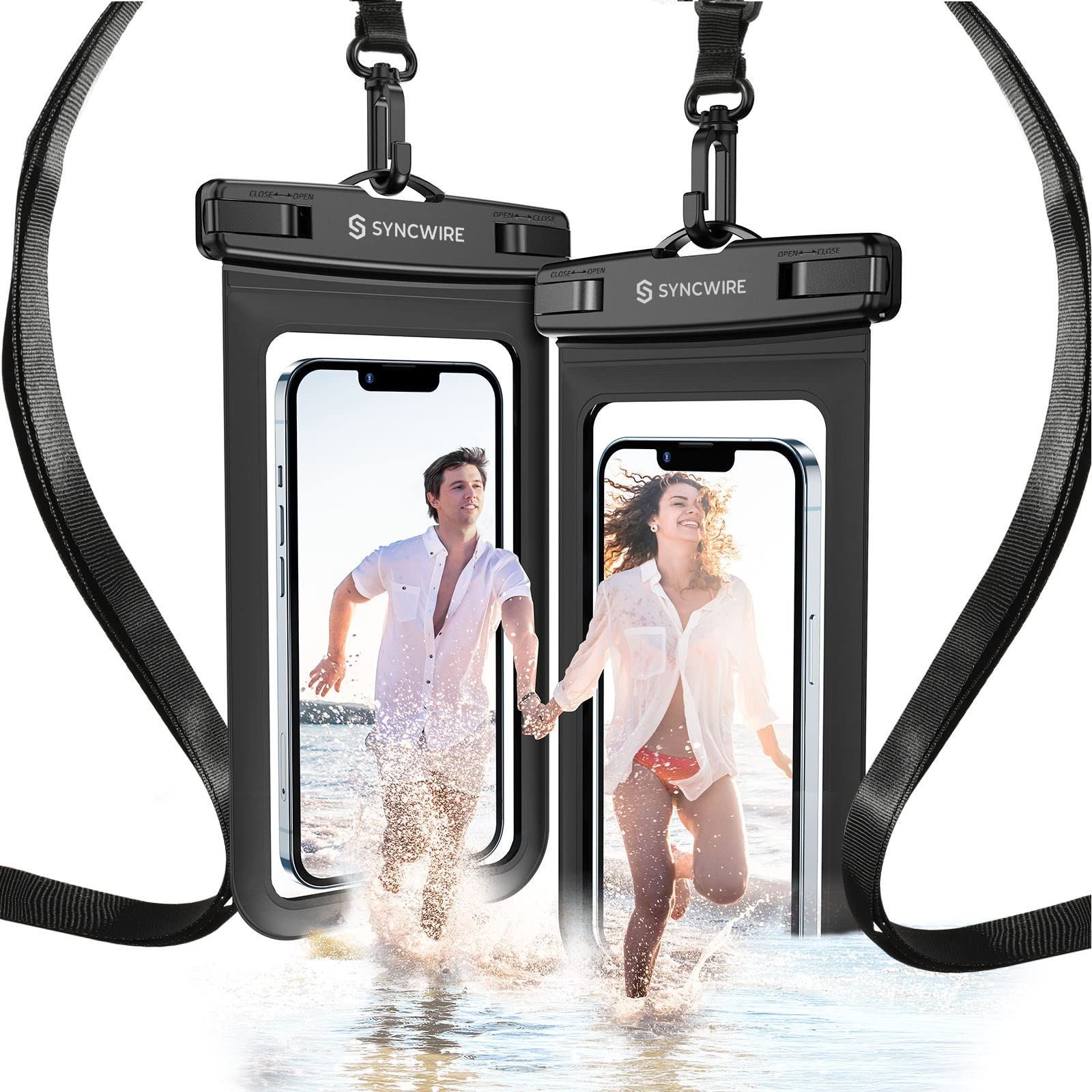 Syncwire スマホ 防水ケース IPX8防水 2個セット 携帯防水カバー 最大7インチ以下スマホ対応 顔認証 水中撮影 小物入れ スマホ 風呂 海水浴 水泳 適用iPhone 15 Pro Max Plus 14 13 SE 12 11 XR