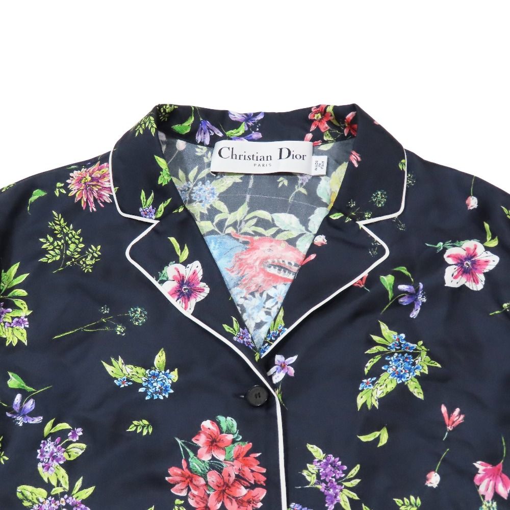 超美品　未使用　ディオール　パジャマ　総柄 花柄 サテン ピンク系 未使用 22aw Christian Dior クリスチャンディオール