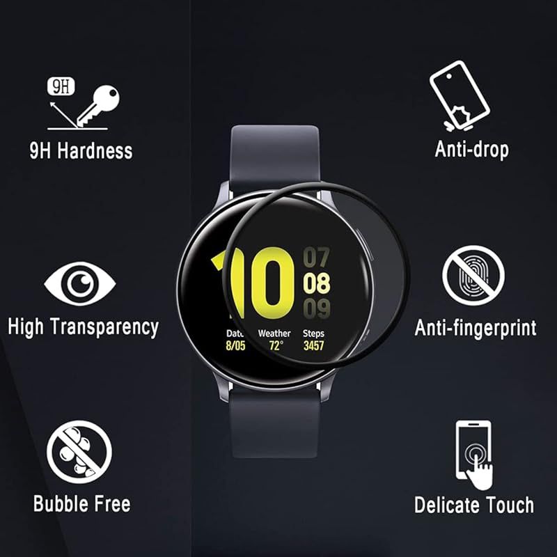 seninhi（セニンヒ） スクリーンプロテクター [3枚パック] Samsung Galaxy Watch Active 2 44mm用 3Dカーブソフトエッジ 保護フィルム-気泡が入らない/ケースに優しい/傷防止/飛散防止/指紋防止。