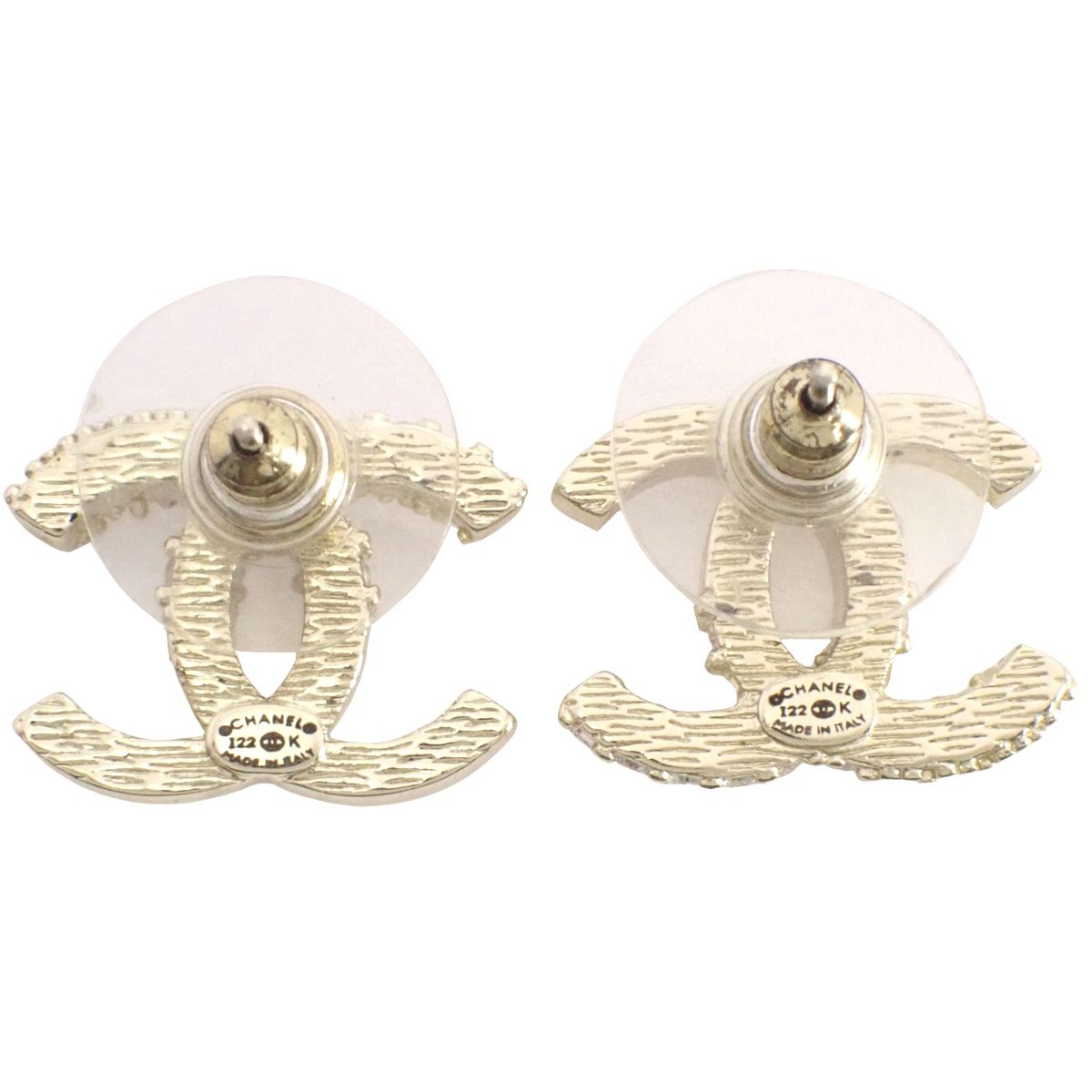 CHANEL シャネル ココマーク ハーフ ラインストーン ピアス メタル GP ラインストーン ピアス ジュエリー シャンパンゴールド 金 レディース 40802159201 アラモード
