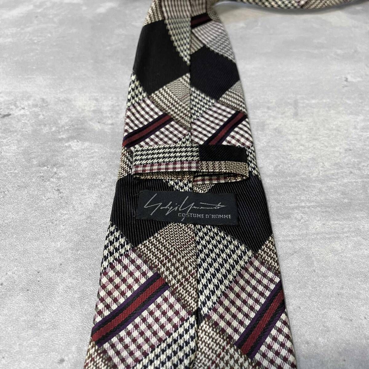 Yohji Yamamoto COSTUME D' HOMME ネクタイ Yohji Yamamoto Costume d'Homme Mens Black Necktie w White