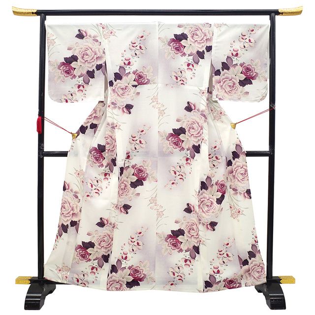 【未使用美品✨】撫松庵　洗える着物　夏物　絽　絵羽小紋　黒　墨　水玉　麻の葉B1 新古品】 夏物 小紋 単衣 着物 未使用 絽 撫松庵 ブランド