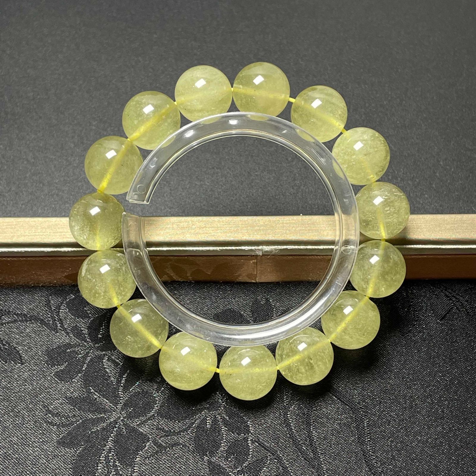 天然石☆【リビアングラス】☆ブレスレット 天然石B 約13.6-13.9mm 