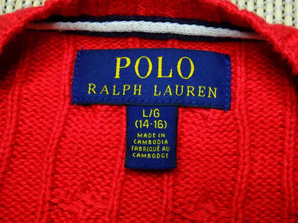  L 14-16 ポロ ラルフローレンキッズ ラウンド ケーブル編み コットン ニット セーター トップス