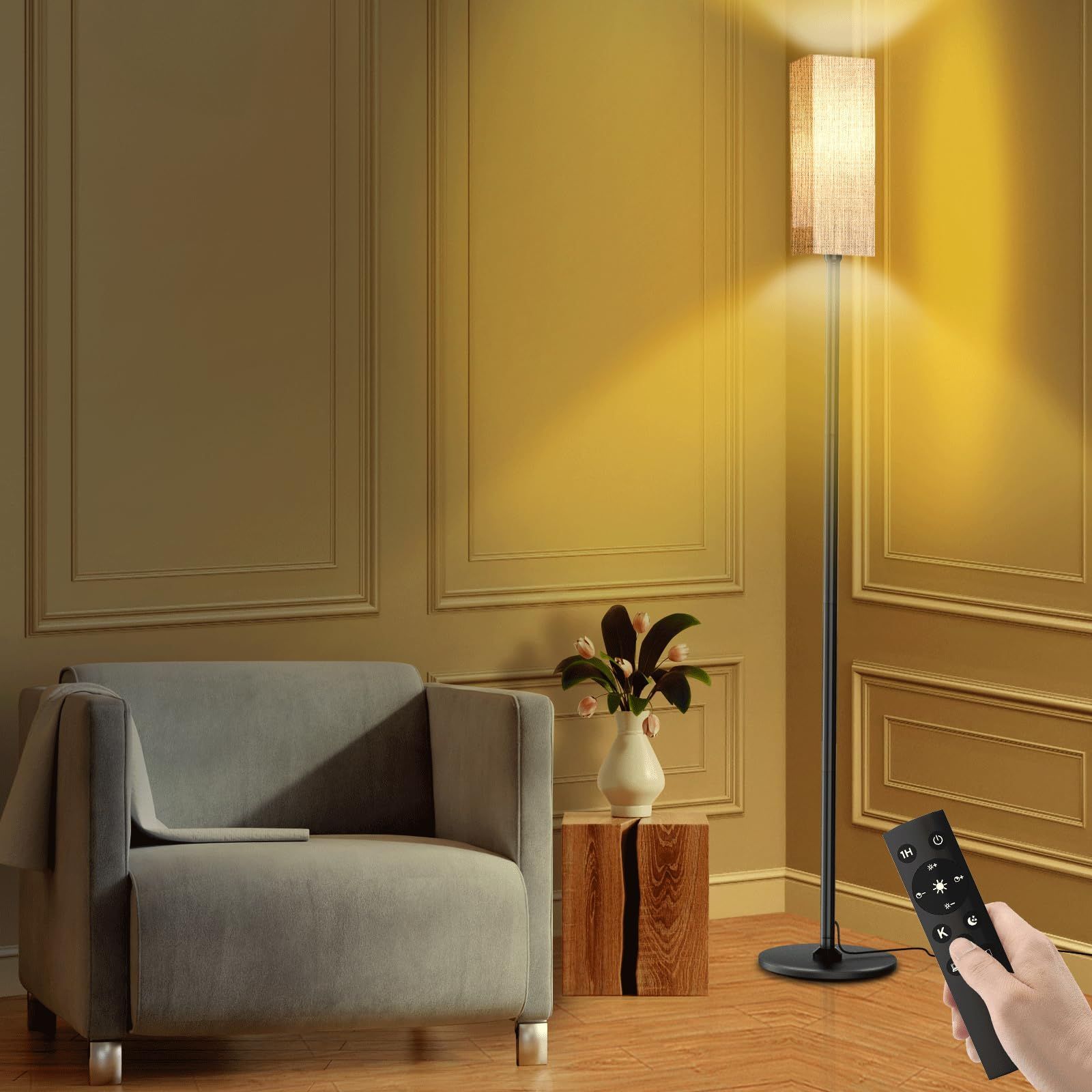 【新着商品】組み立て LED電球付き 調光調色 照明スタンド 自動消灯機能 フィットスイッチ タイマー 北欧 無線式リモコン スマート電気スタンド デザイン 12W フロアランプ 優しい LED フロア