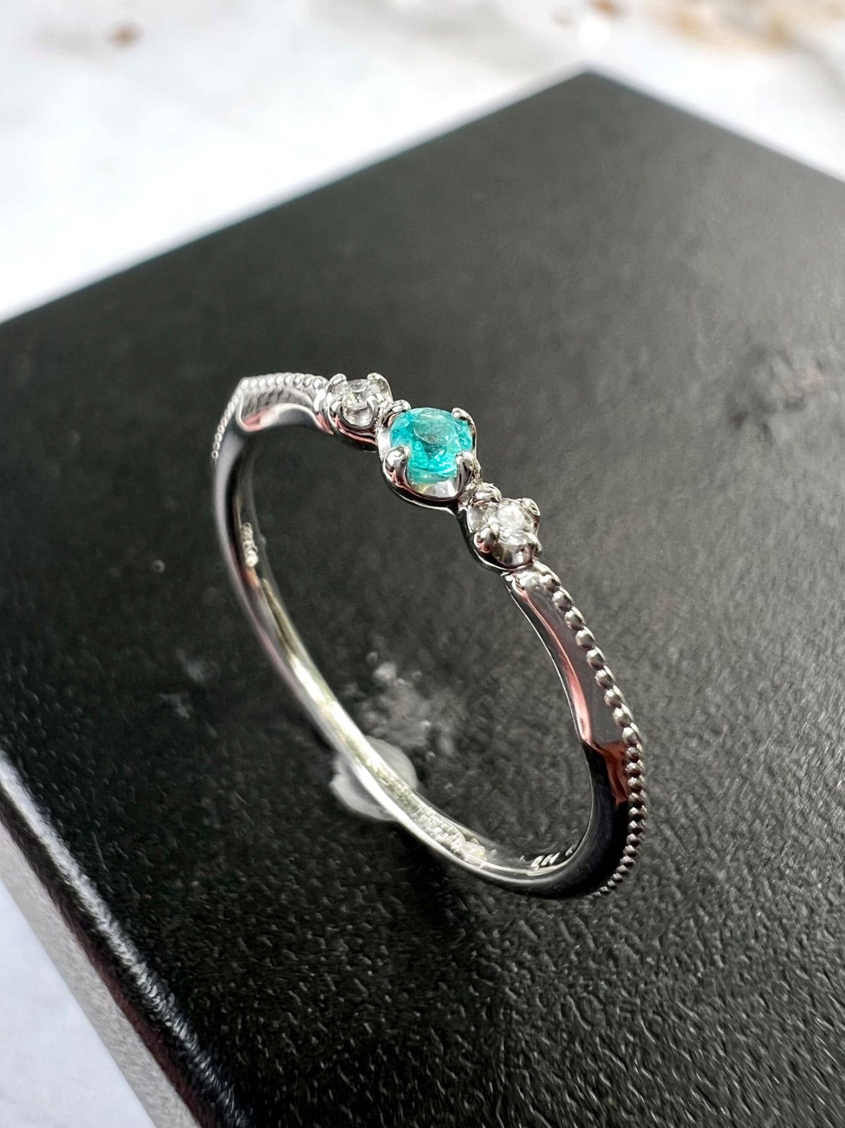 Pt950ブラジル産パライバトルマリンリング #13【ランダム発送商品