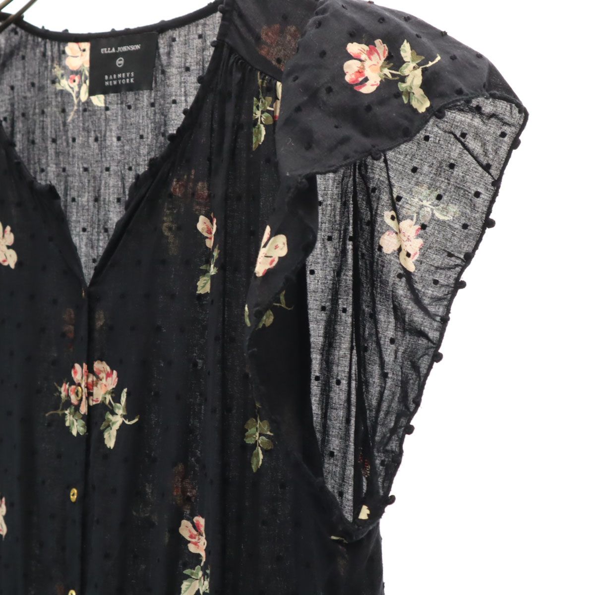 ULLA JOHNSON ウラジョンソン 総柄 フレンチスリーブ ロングワンピース 