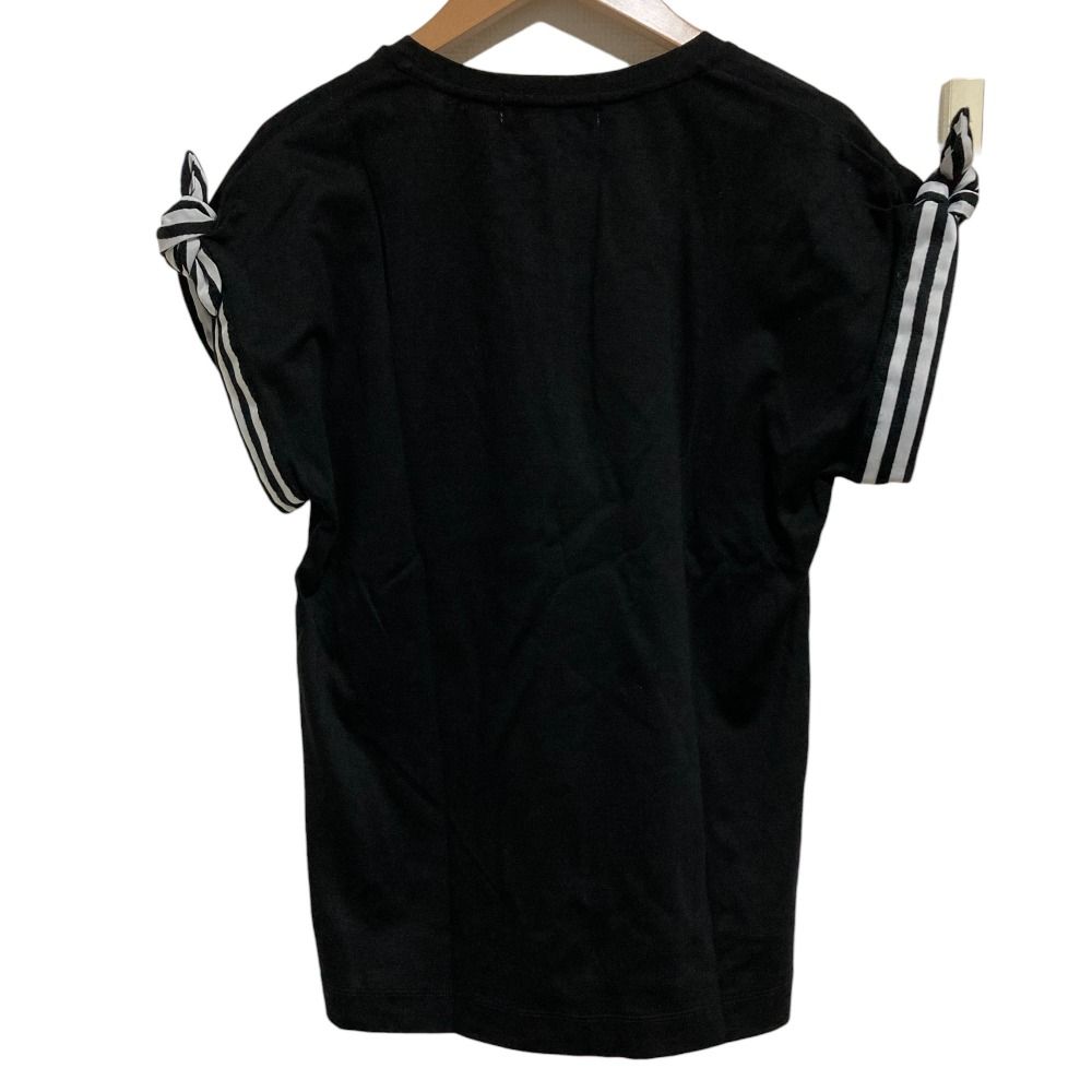 美品 BORDERS at BALCONY ボーダーズアットバルコニー RIBBON TEE リボン ショートスリーブ カットソー Tシャツ 36 ブラック レディース 古着 中古 美品 BORDERS at BALCONY ボーダーズアットバルコニー RIBBON