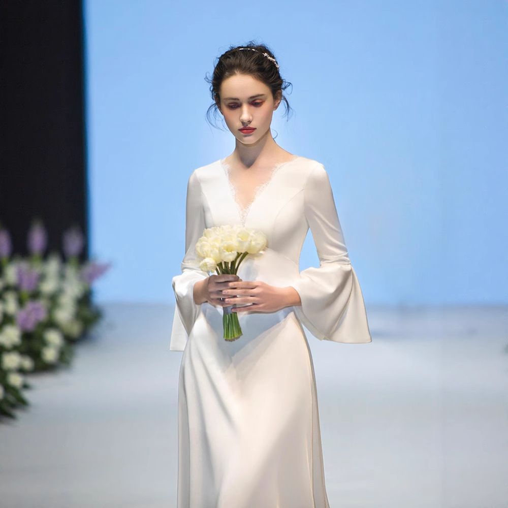 鮮やかな 少女ウエディングドレス 花嫁用 森ガール風 フレンチ 軽やかドレス 幻想的 超フェアリー ミニドレス サテン