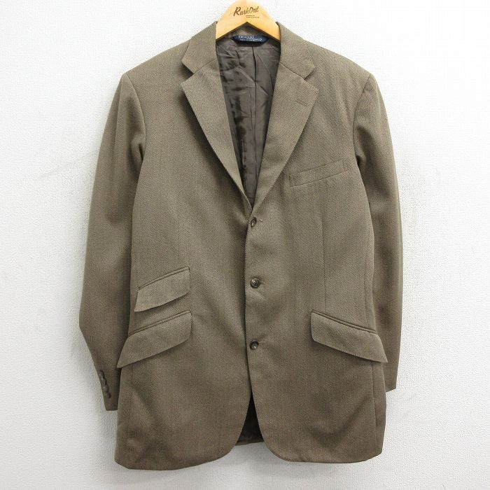 M/古着 ラルフローレン 長袖 ブランド テーラード ジャケット メンズ 90s ロング丈 ベージュ系 カーキ 23nov21 中古 アウター