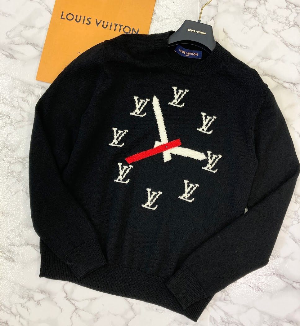 21SS LOUISVUITTON ルイヴィトン RM222Q ZLL HNN40W クロックインタルシア クルーネック ニット メンズ S ブラック  PAWNSHOPRiZ パウンショップリズ