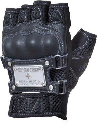 ハーフフィンガーグローブ ブラック Lサイズ YG-305S イエローコーン