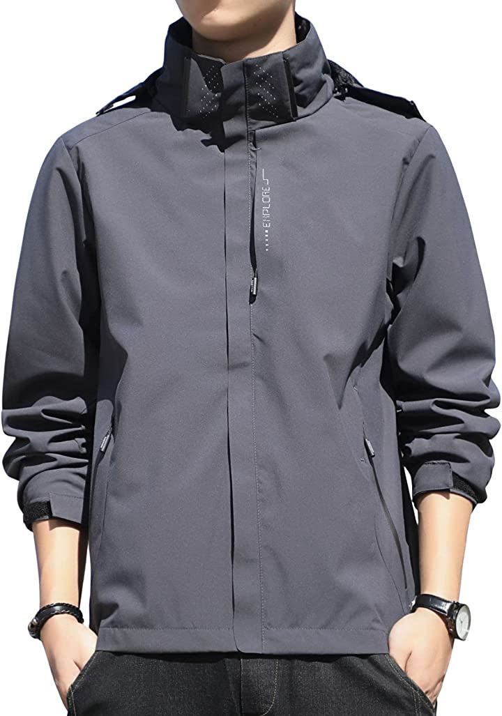 aspersio アスペルシオ フルジップ 立襟 パーカー お洒落 アウター メンズ フード付き グレー( スモークグレー，  3XL)