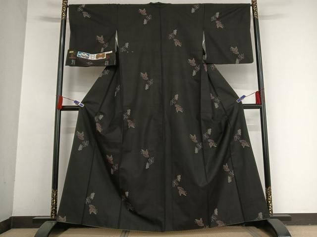 平和屋着物○田端正喜 本場大島紬 純泥染 地空 9マルキ 舞蝶文 早春賦  