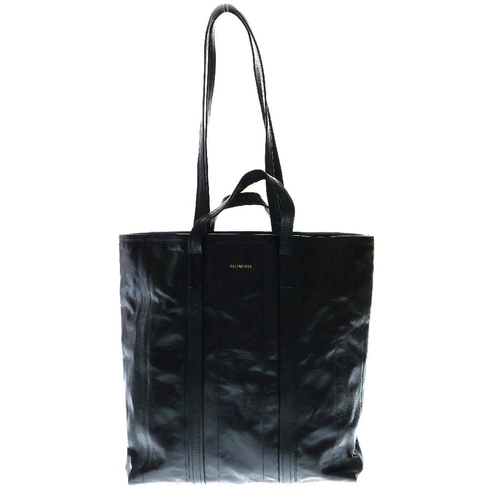 BALENCIAGA バレンシアガ ロゴ レザー2WAYトートバッグ ハンドバッグ ブラック 672962