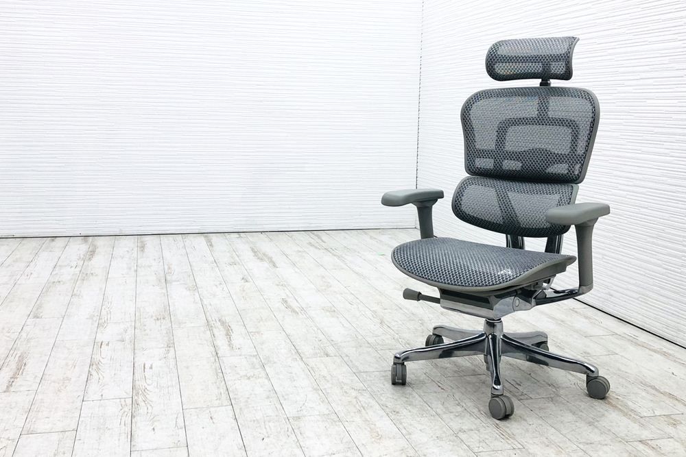自社保証有 エルゴヒューマンプロ2 ヘッドレスト付き ergohuman PRO2 HIGH Type オフィス家具 GYフレーム ホワイトメッシュ A000003554