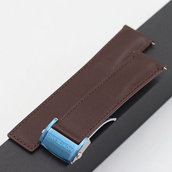 箱付 未使用品 モンブラン 純正ベルト Dバックル ブラウン 22mm用