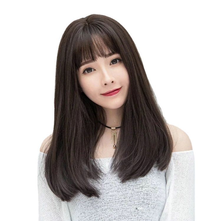 医療ウィッグフルウィッグ人毛100%鎖骨ミディアムロングストレートダークブラウン フルウィッグ人毛100%医療ウィッグ鎖骨ミディアム ストレート