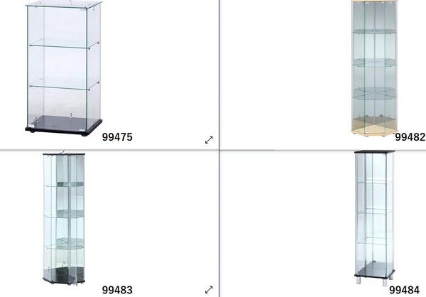 ガラスコレクションケース 4段（背面ミラー） LED ブラック（高さ162cm