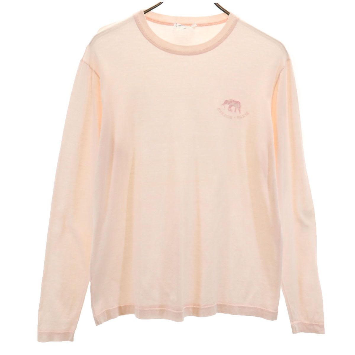 HERMES エルメス イタリア製 長袖 ワンポイント刺繍 Tシャツ S ピンク ロンT レディース HERMES エルメス イタリア製 長袖 ワンポイント刺繍 Tシャツ S ピンク