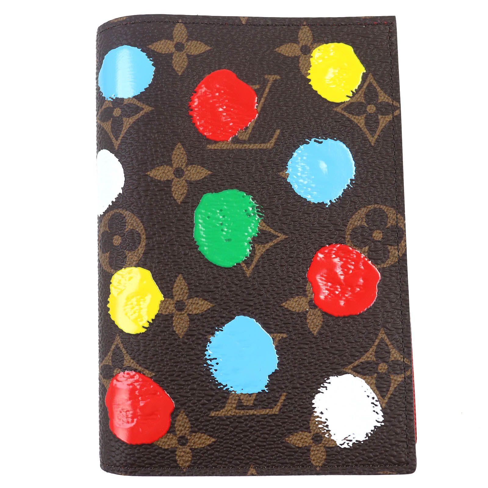 △LOUIS VUITTON×Yayoi Kusama ルイヴィトン×草間彌生 NM M81994 LV×YK クーヴェルテュール パスポール モノグラム マルチ ドット パスポートケース ブラウン マルチ 箱 保存袋付き フランス製 レディース
