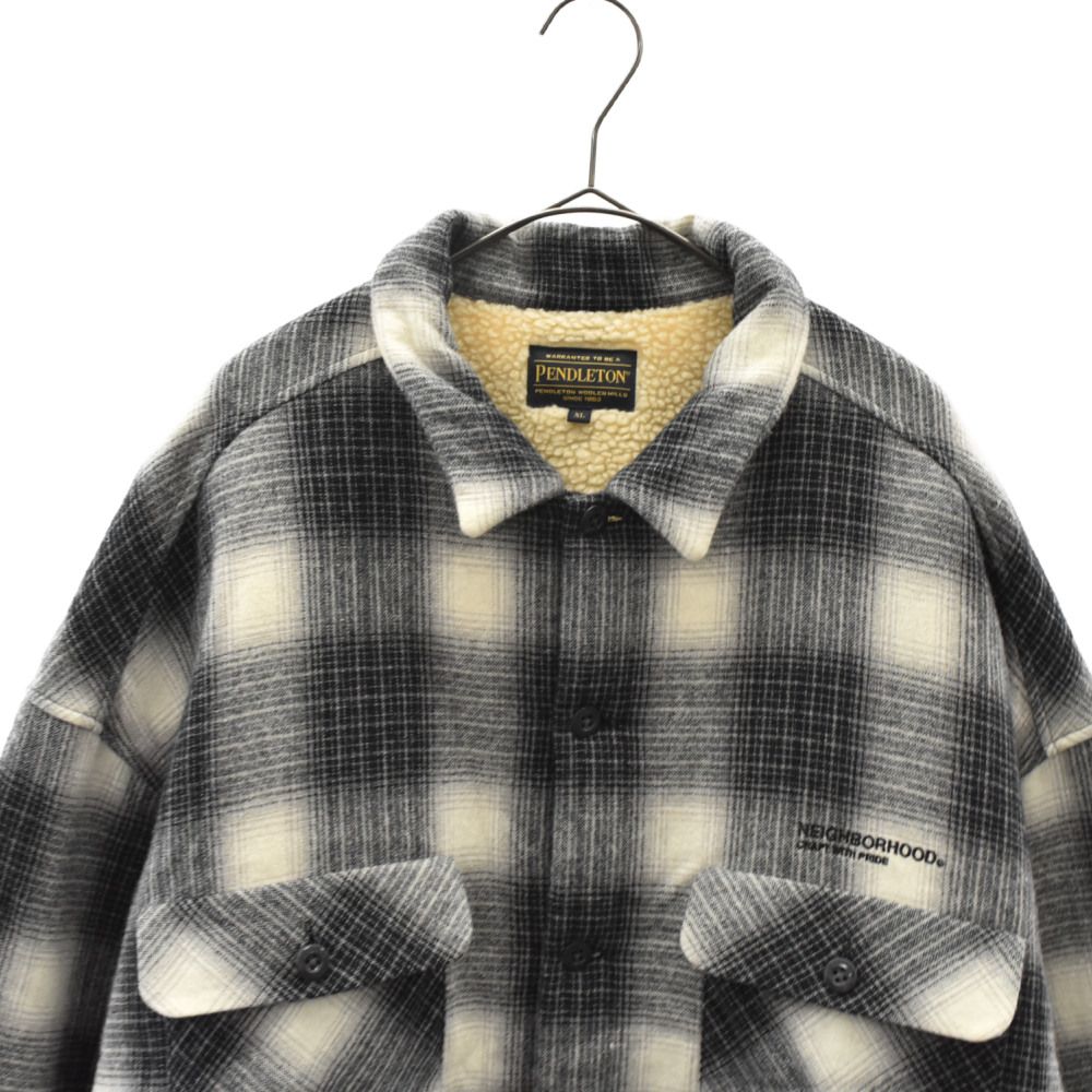 NEIGHBORHOOD (ネイバーフッド) 22AW PENDLETON CHECK BOA SH LS WO ペンドルトン チェック柄ボアシャツ ジャケット ブラック/ホワイト 2221508N-SHM01 - メルカリ