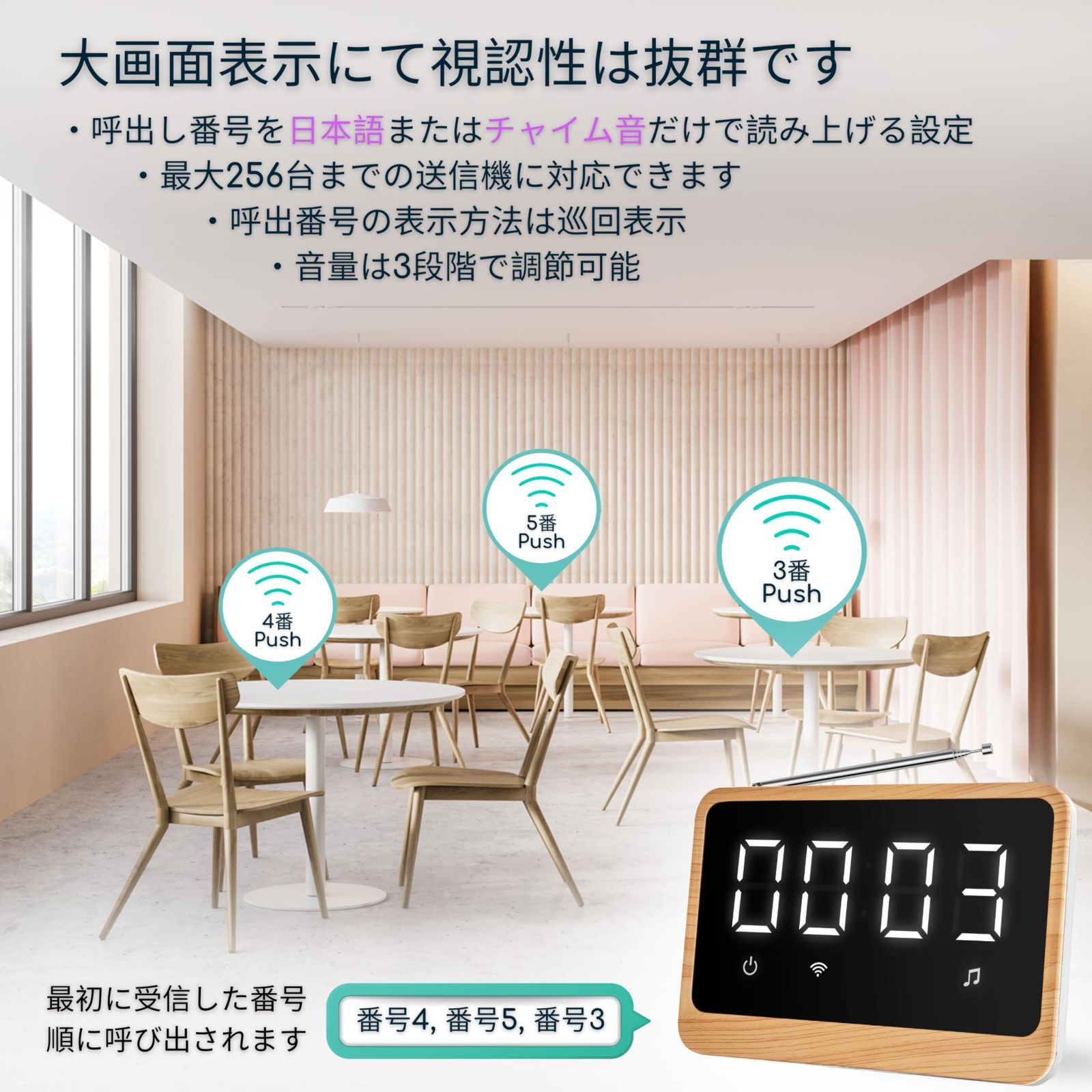 コールボタン 日本語番号呼び出し