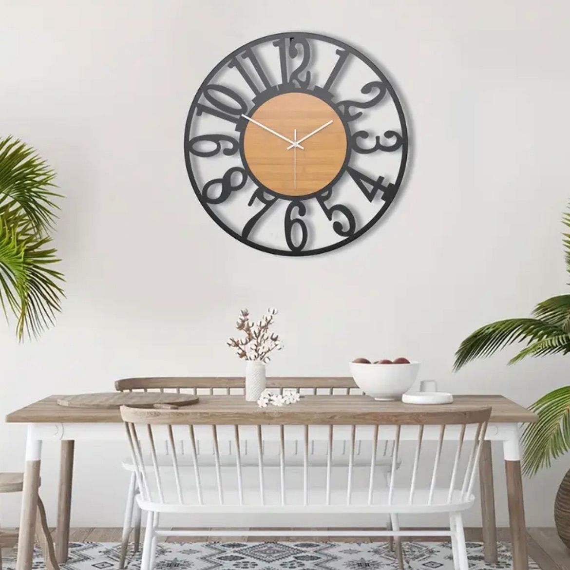 壁掛け時計 ヴィンテージ風 デザイン直径60cm 鉄×木製フレーム 静音