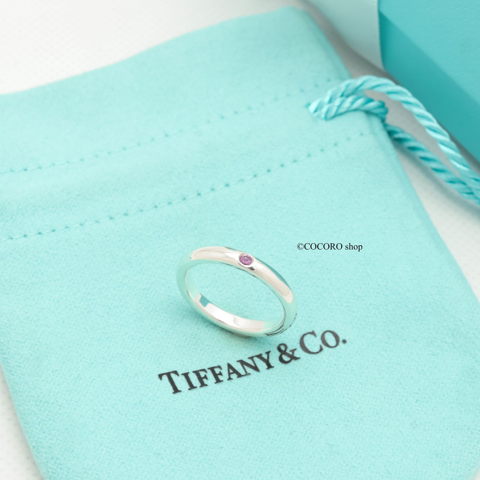 【美品】ティファニー TIFFANY＆Co. スタッキング バンド ピンクサファイア 1P リング AG925